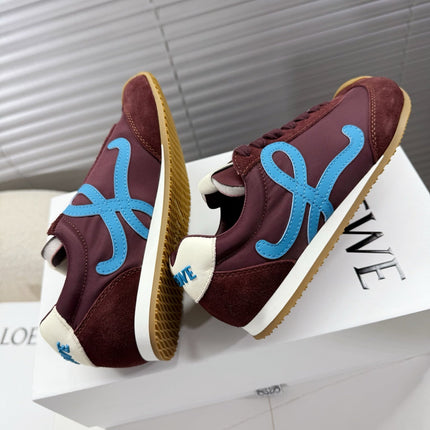 LOEWE 26S BALLET RUNNER 2.0 IN BURGUNDY RED NYLON AND CALFSKIN
