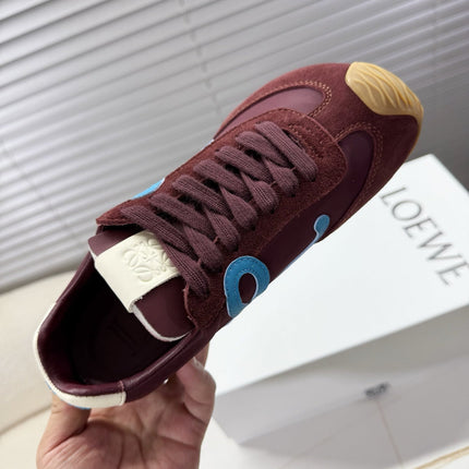 LOEWE 26S BALLET RUNNER 2.0 IN BURGUNDY RED NYLON AND CALFSKIN