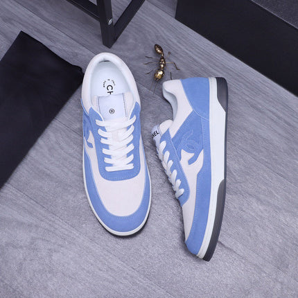 CC BLUE WHITE SUEDE LOW TOP SNEAKERS