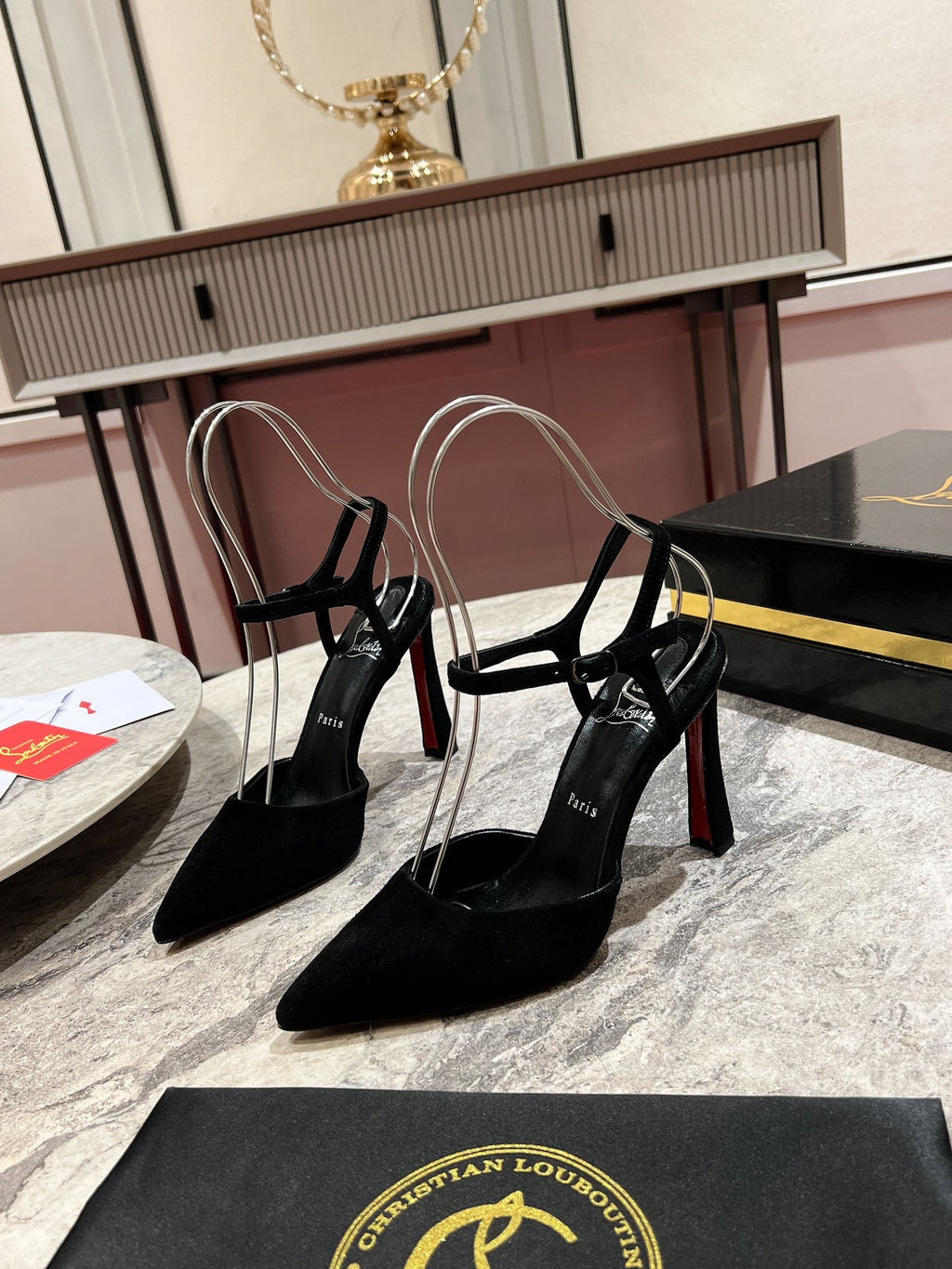 POINTED TOE HIGH HEELS 100MM IN BLACK SUEDE