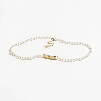 CHANEL 25S CHAIN BELT IN WHITE PEARL 615991