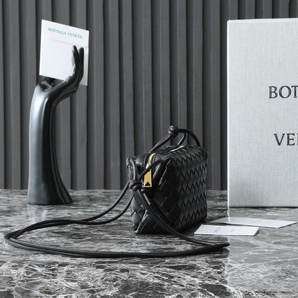BOTTEGA VENETA KNOT CROSSBODY BAG 17 IN BLACK CALFSKIN