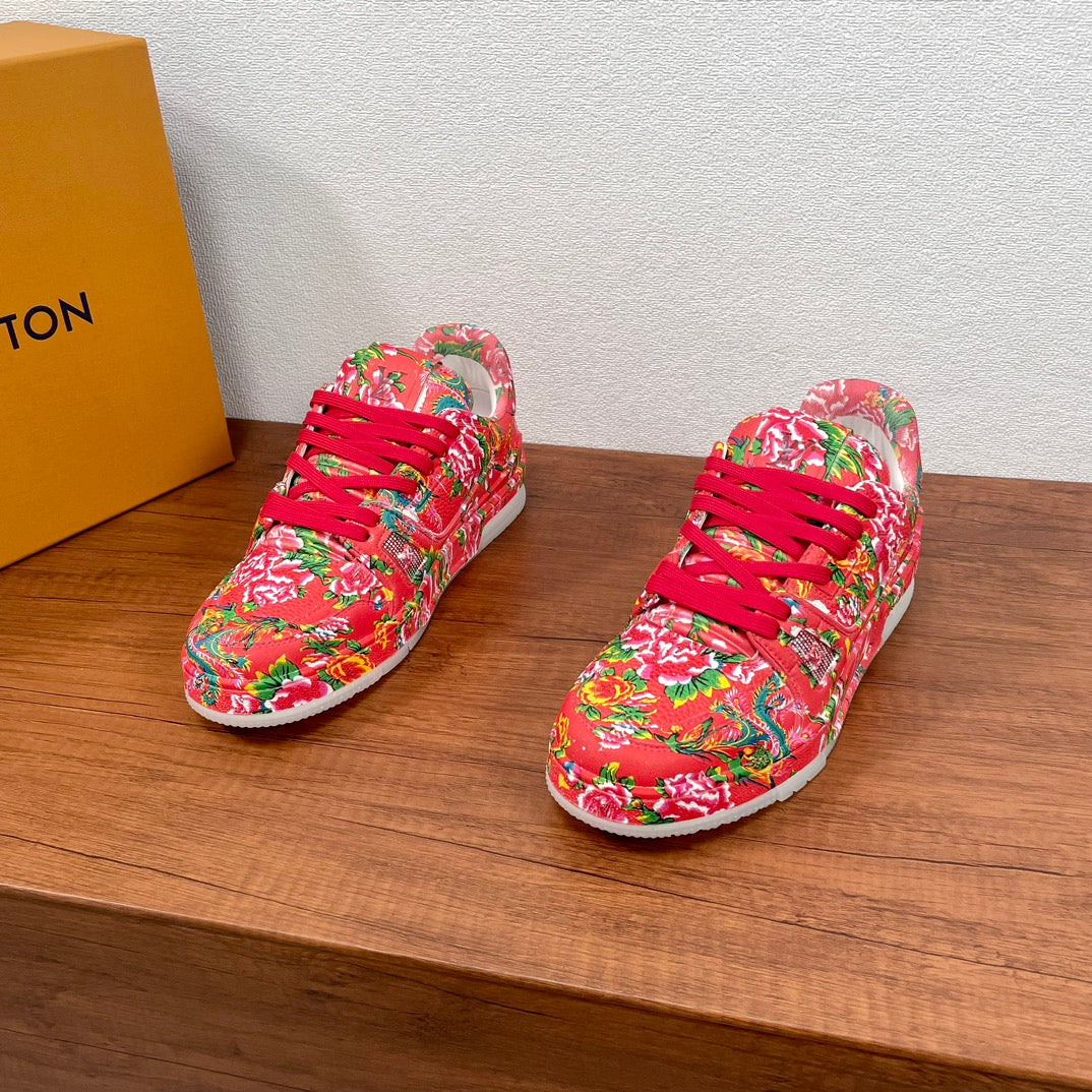 LV TRAINER RED PATTERN MONOGRAM CALFSKIN