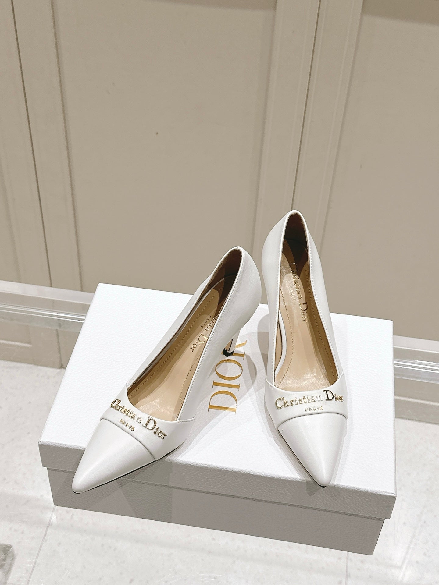 MY DD 25S POINTED TOE PUMP 50MM IN WHITE CALFSKIN