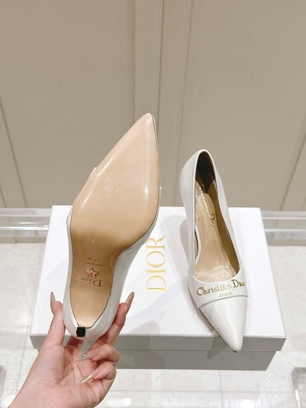 MY DD 25S POINTED TOE PUMP 50MM IN WHITE CALFSKIN