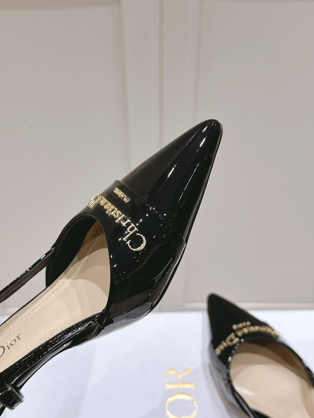 MY DD 25S SLINGBACK PUMP 50MM IN BLACK GLOSSY CALFSKIN