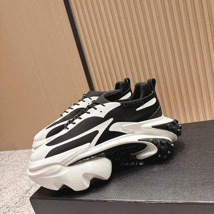 BALMAIN 26S SNEAKERS 60 MM IN WHITE AND BLACK CALFSKIN