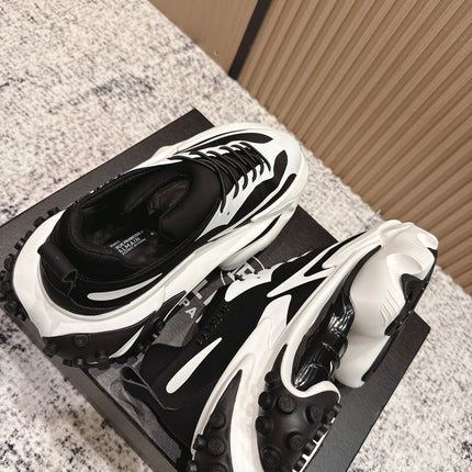 BALMAIN 26S SNEAKERS 60 MM IN WHITE AND BLACK CALFSKIN