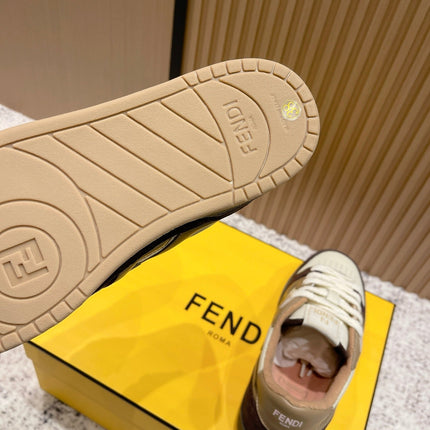 FENDI 25S MATCH SNEAKERS IN BEIGE CALFSKIN AND DARK BROWN SUEDE STYLE 8