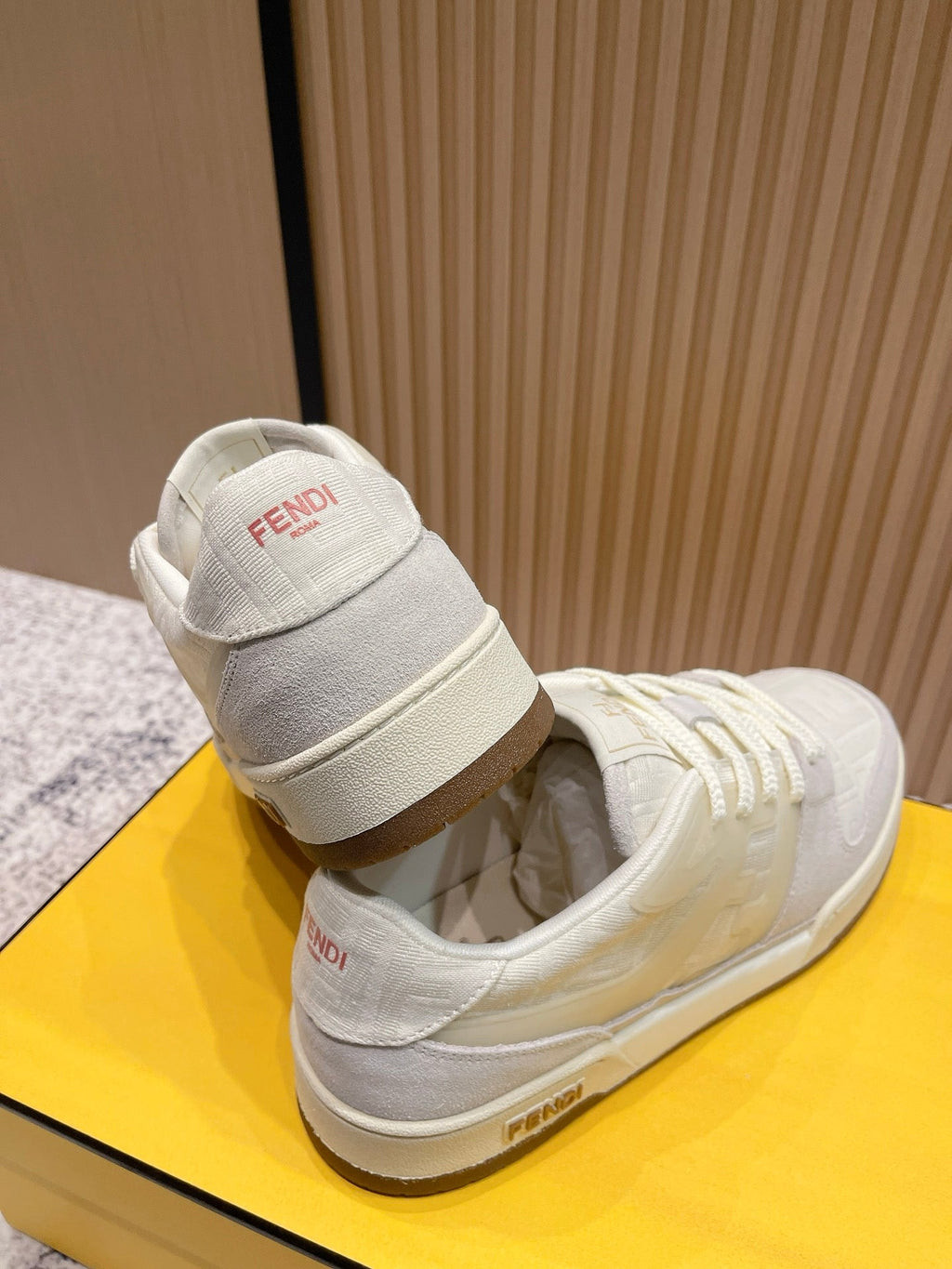 FENDI 25S MATCH SNEAKERS IN BEIGE FABRIC AND SUEDE STYLE 6