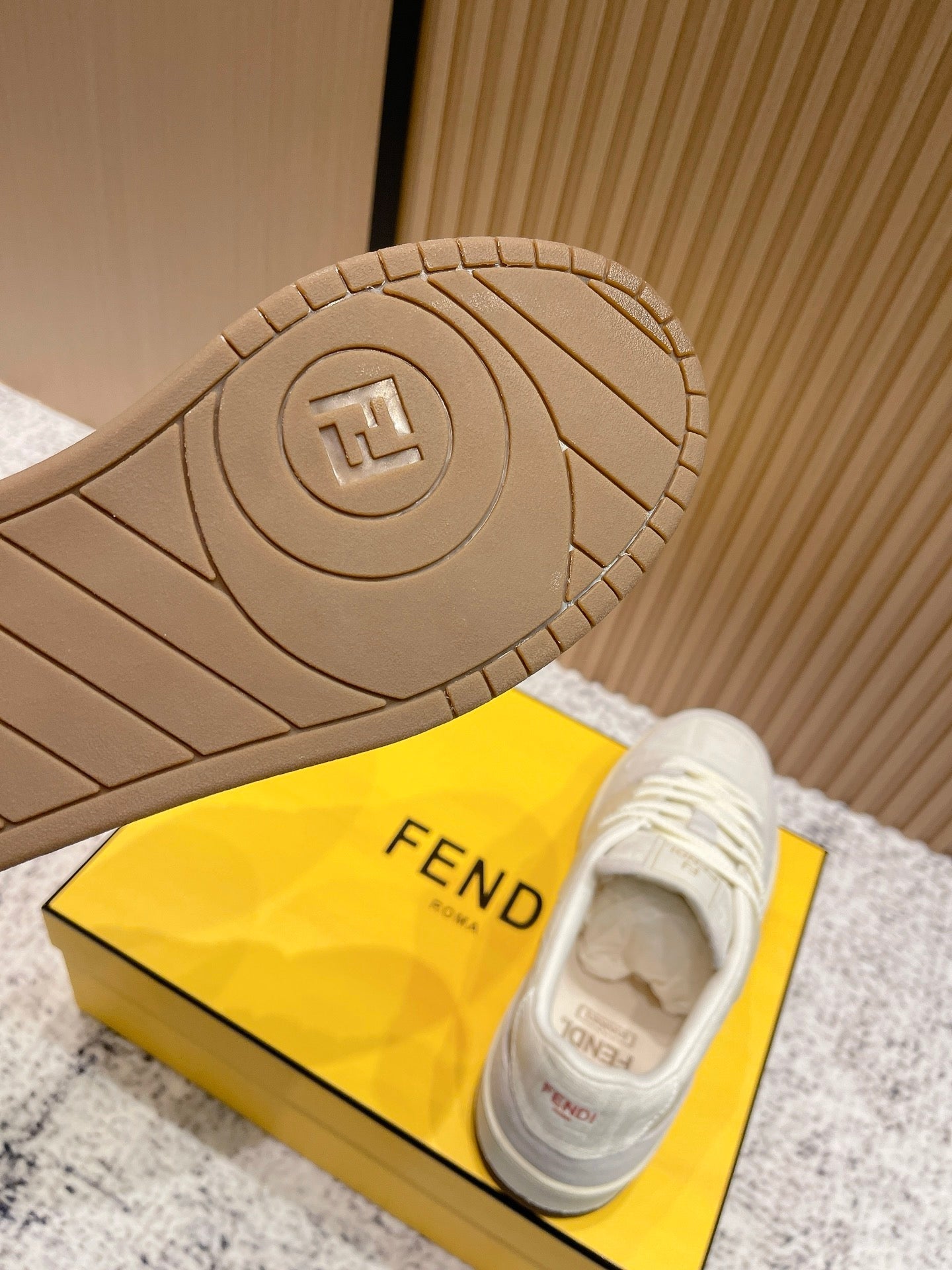 FENDI 25S MATCH SNEAKERS IN BEIGE FABRIC AND SUEDE STYLE 6