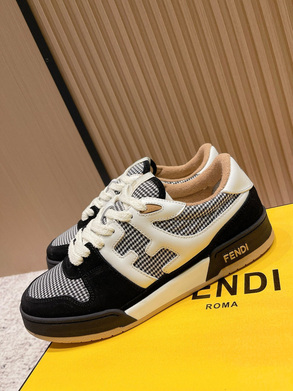FENDI 25S MATCH SNEAKERS IN BLACK SUEDE MIX WHITE CALFSKIN STYLE 4