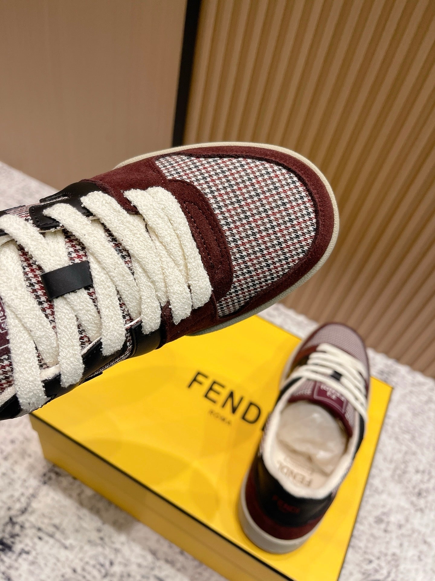 FENDI 25S MATCH SNEAKERS IN RED SUEDE MIX BLACK CALFSKIN STYLE 3