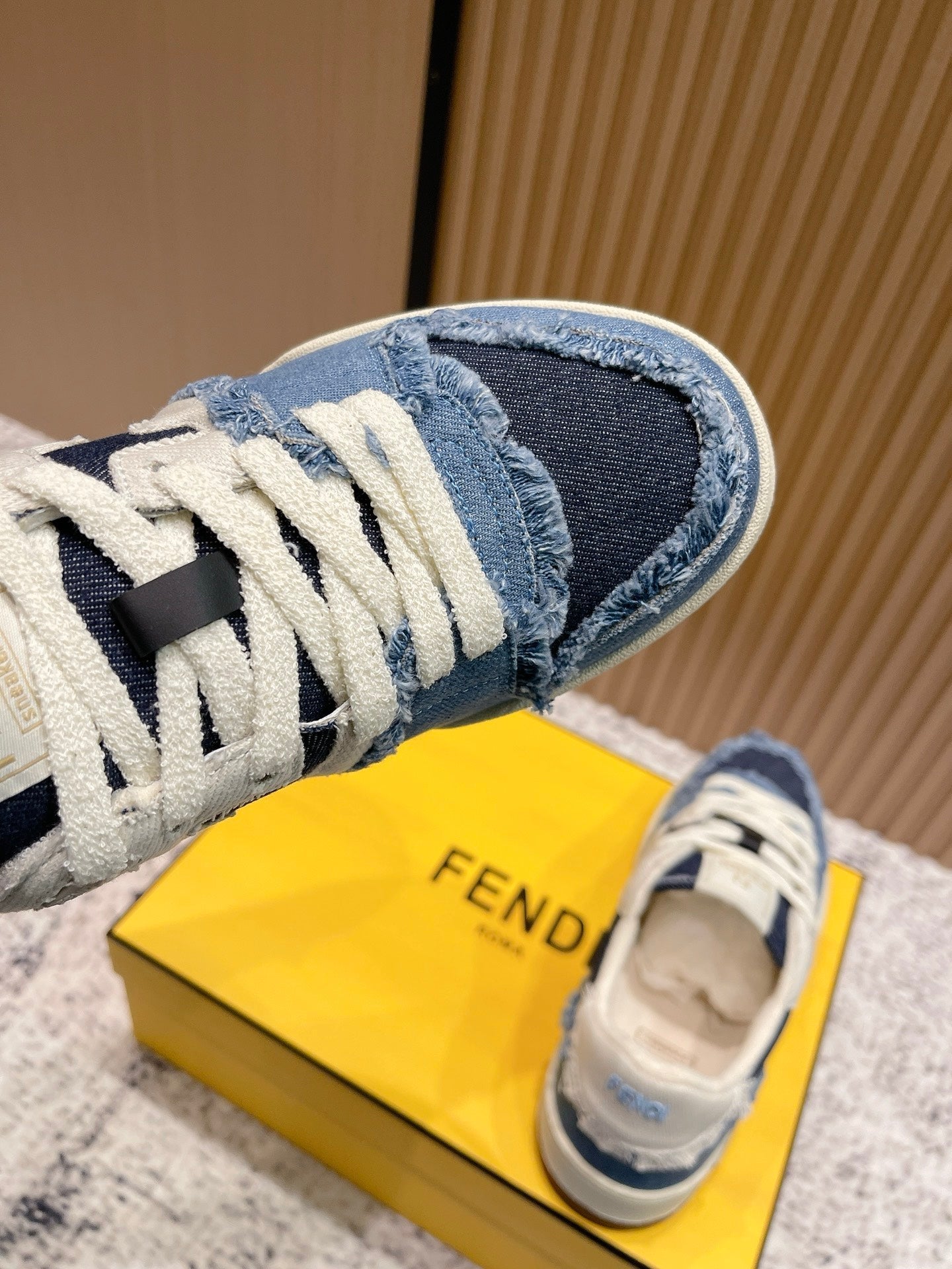 FENDI 25S MATCH SNEAKERS IN BLUE DENIM STYLE 1