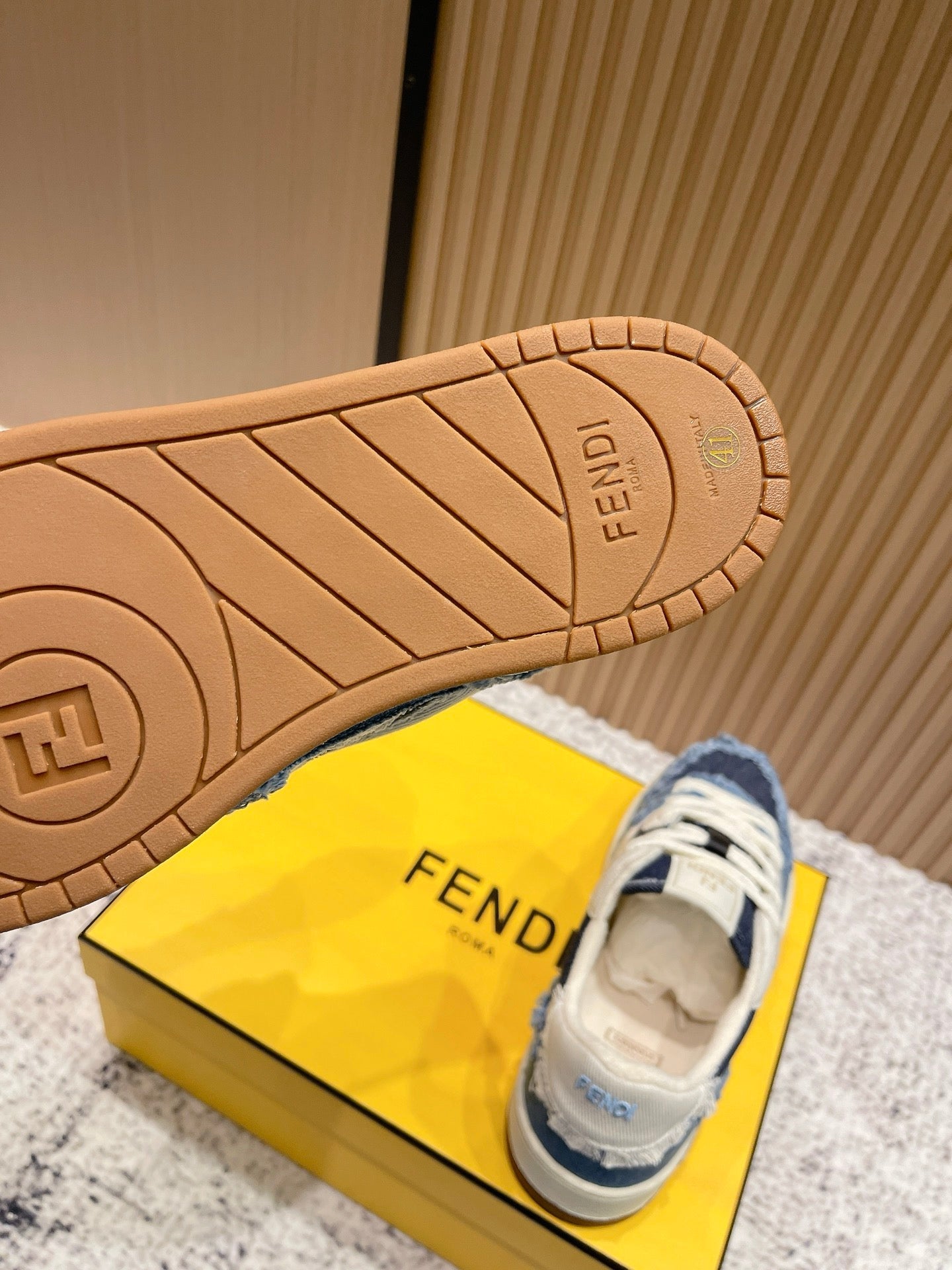 FENDI 25S MATCH SNEAKERS IN BLUE DENIM STYLE 1
