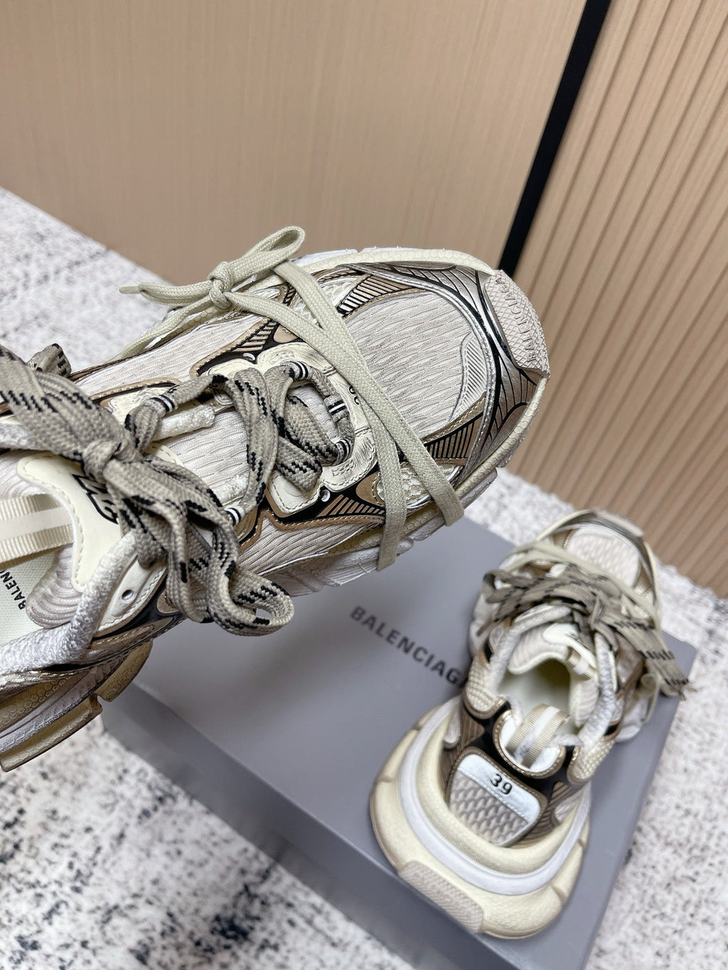 BALENCIAGA 25S 3XL SNEAKERS IN TAUPE GRAY MIX BLACK PU LEATHER