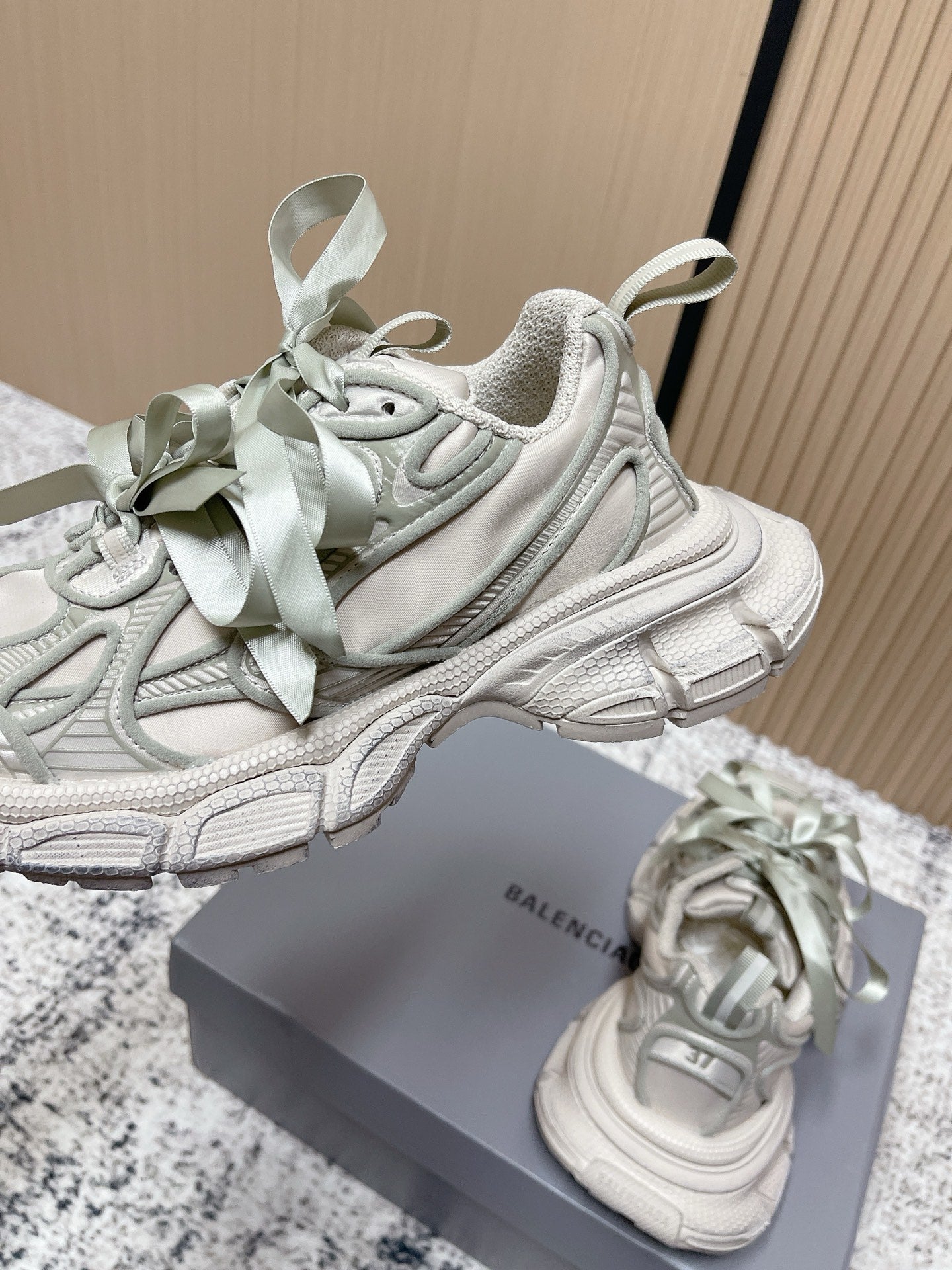 BALENCIAGA 25S 3XL SNEAKERS IN TAUPE GRAY PU LEATHER
