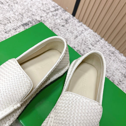 BOTTEGA VENETA 26S LOAFERS IN WHITE INTRECCIATO CALFSKIN