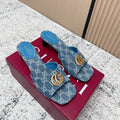 GUCCI 26S HIGH HEELS IN BLUE DENIM WITH GOLD HARDWARE