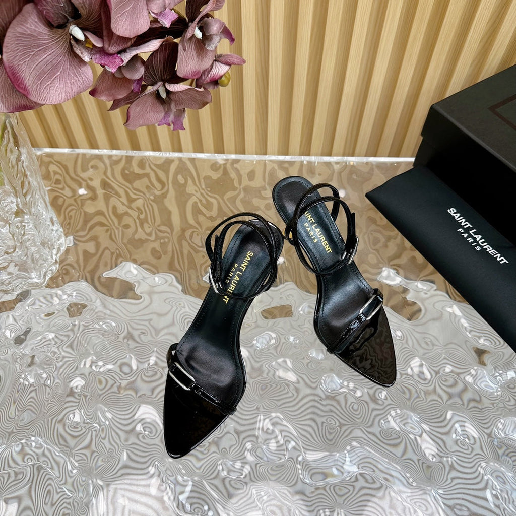 KITTY SANDALS 70 IN BLACK SHINY LEATHER