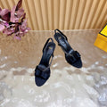 FENDI 26S HIGH-HEELED SANDALS 90 MM IN BLACK SATIN