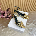 CELINE 26S TRIOMPHE STRAPPY HEELED SANDEL IN METALIC GOLD LABSKIN
