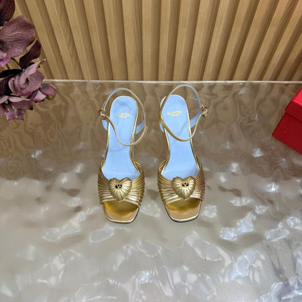 VALENTINO 26S WEDGE SANDAL 85 MM IN GOLD CALFSKIN