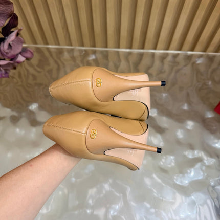 VALENTINO 26S HIGH-HEEL 100 MM IN DARK BEIGE GATHERED CALFSKIN
