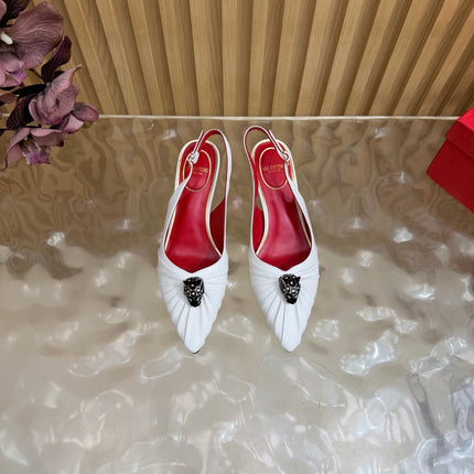 VALENTINO 26S SLINGBACK PUMPS 50 MM IN WHITE CALFSKIN