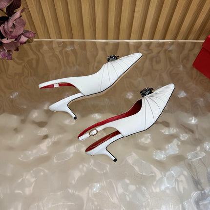 VALENTINO 26S SLINGBACK PUMPS 50 MM IN WHITE CALFSKIN