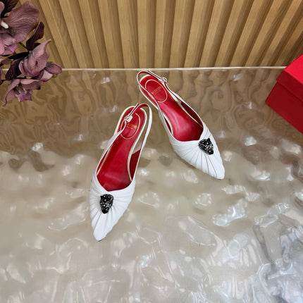VALENTINO 26S SLINGBACK PUMPS 50 MM IN WHITE CALFSKIN