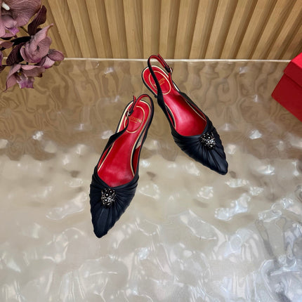 VALENTINO 26S SLINGBACK PUMPS 50 MM IN BLACK CALFSKIN
