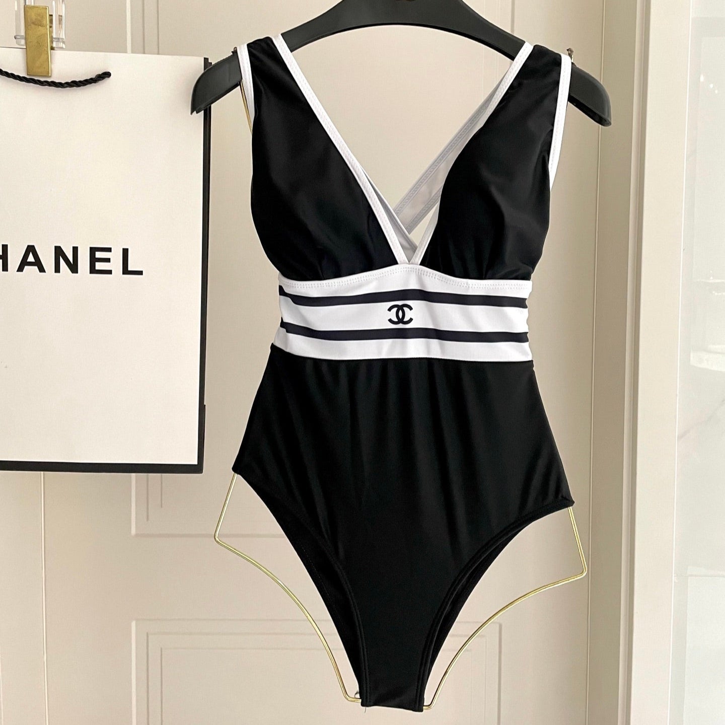 CC BIKINI SWIMSUIT SET BLACK WHITE 173343