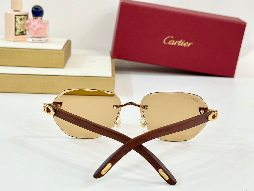 C DE RIMLESS GEOMETRIC FRAME SUNGLASSES 547386 IN METAL AND WOODEN