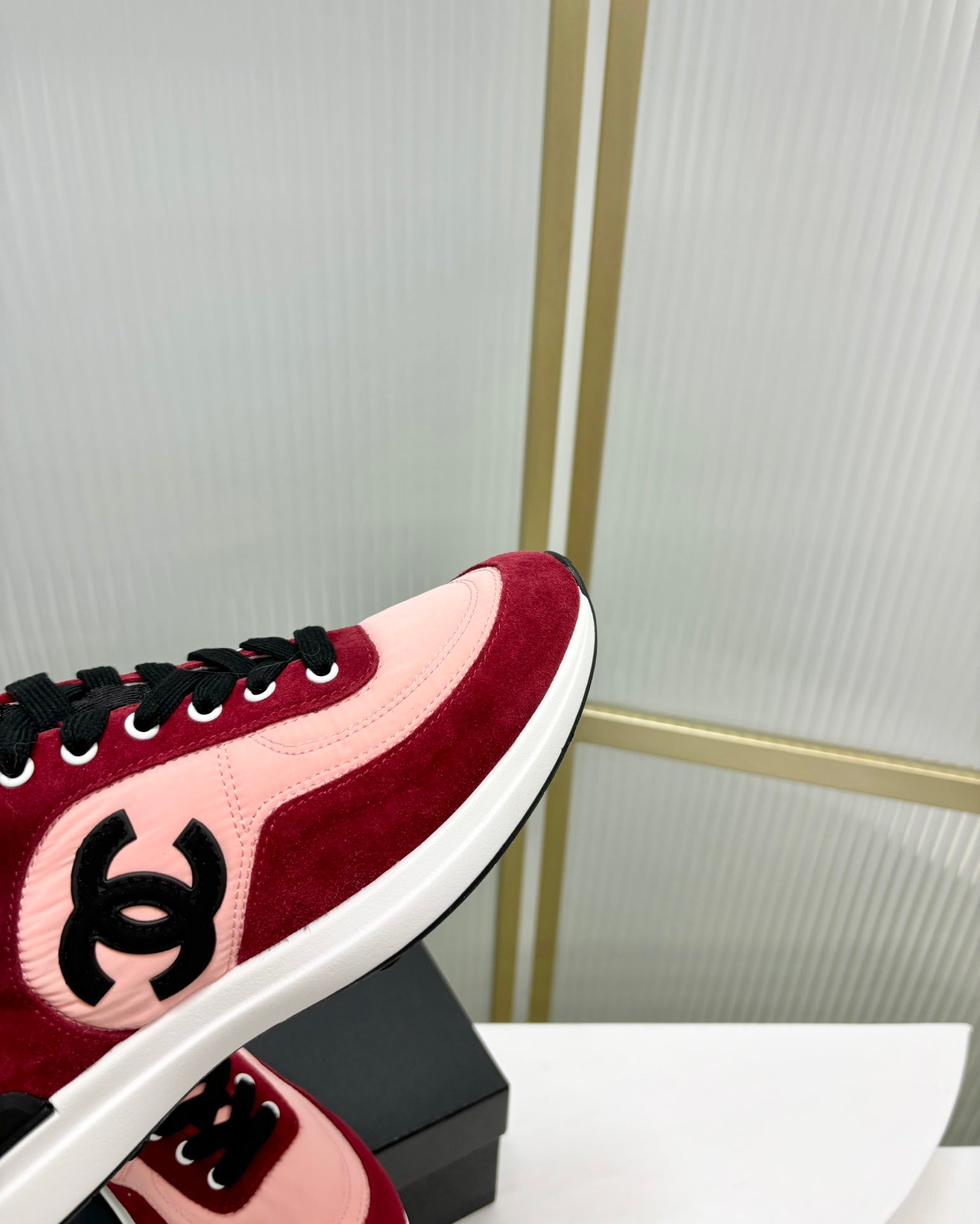 SNEAKER IN LIGHT PINK MIX CHERRY RED SUEDE