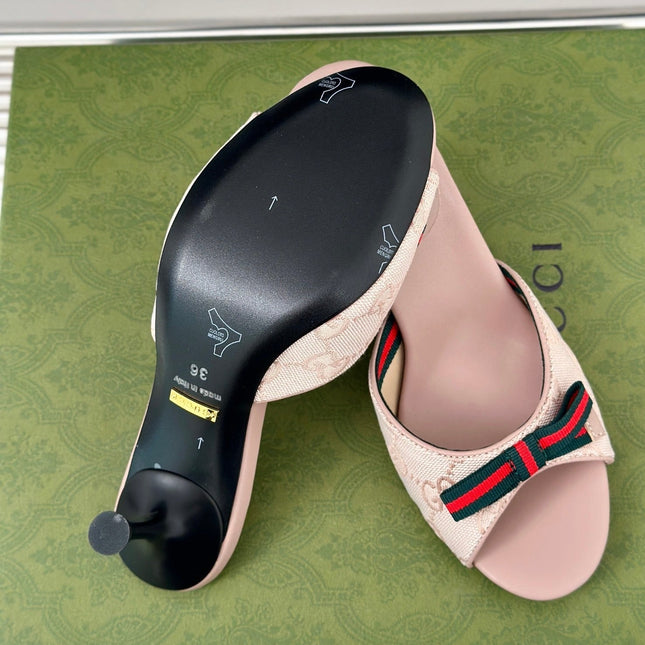 GG Vintage High Heel Slippers Pink Blush