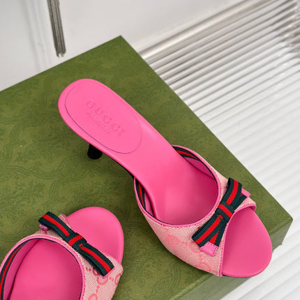 GG Vintage High Heel Slippers Pink