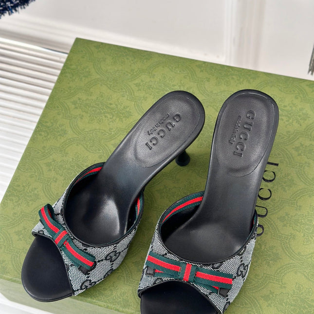 GG Vintage High Heel Slippers Black