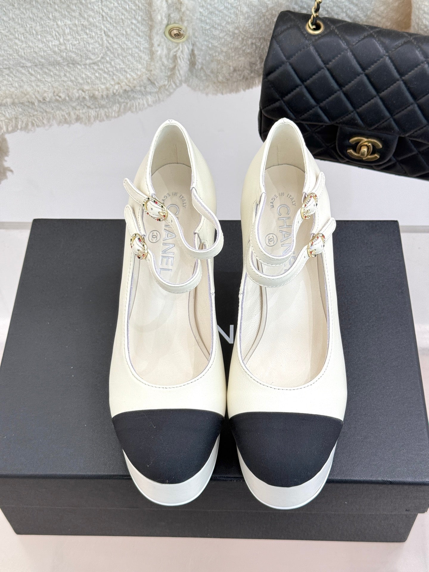 FLATFORM SANDAL 110 MM IN WHITE CALFSKIN