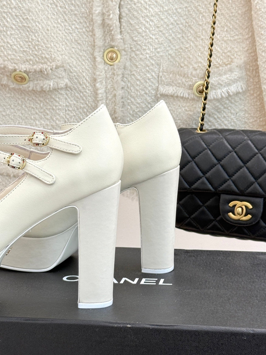 FLATFORM SANDAL 110 MM IN WHITE CALFSKIN