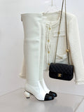 CC PEARL HIGH BOOTS IN WHITE CALFSKIN