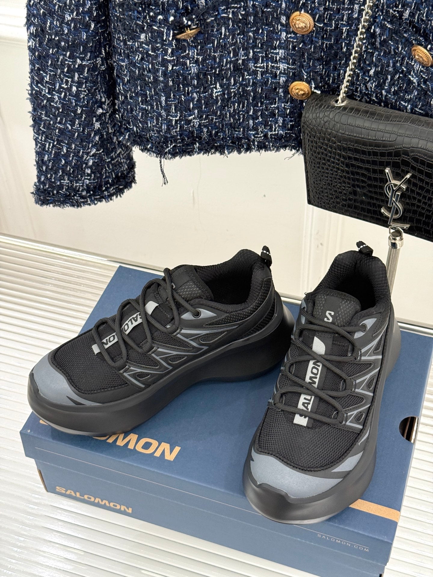 ALO 25S SALOMON XT-6 SNEAKER IN BLACK MESH FABRIC AND TPU STYLE 5