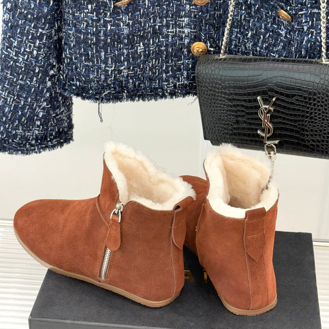 ALAIA 26S SNOW BOOTS IN BURNT BROWN SUEDE AND WOOL
