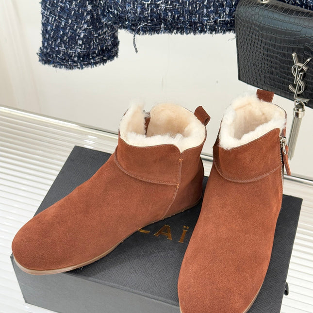 ALAIA 26S SNOW BOOTS IN BURNT BROWN SUEDE AND WOOL