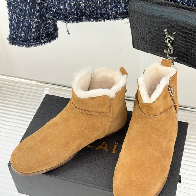 ALAIA 26S SNOW BOOTS IN LIGTH BROWN SUEDE AND WOOL