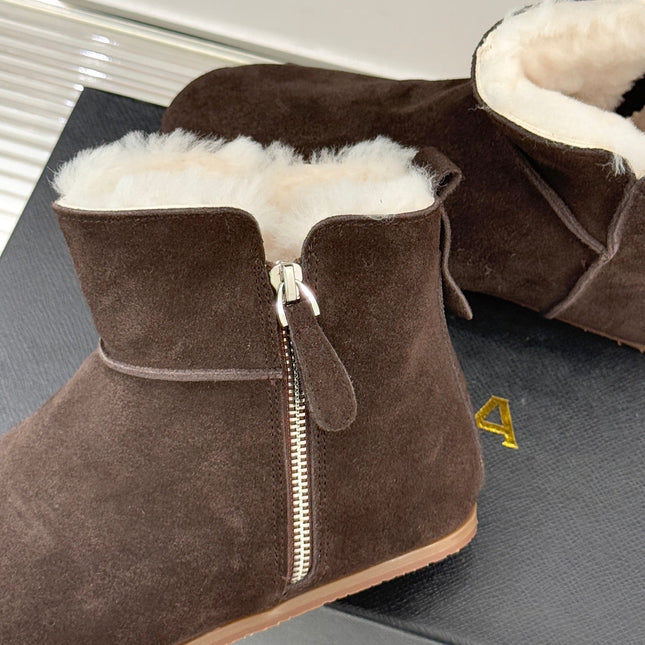 ALAIA 26S SNOW BOOTS IN DARK BROWN SUEDE AND WOOL