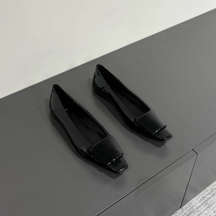 POPPY BALLET FLATS IN BLACK GLOSSY LAMBSKIN