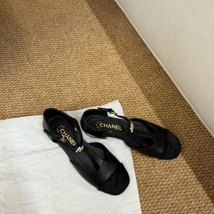 CHANEL 26S SLINGBACK SHOES IN BLACK CALFSKIN AND SUEDE GOLD HARDWARE