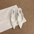 PRADA 26S SLINGBACK PUMPS IN WHITE PATENT CALFSKIN
