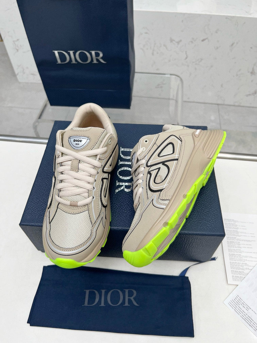 CD B30 SNEAKER KHAKI MESH FABRIC